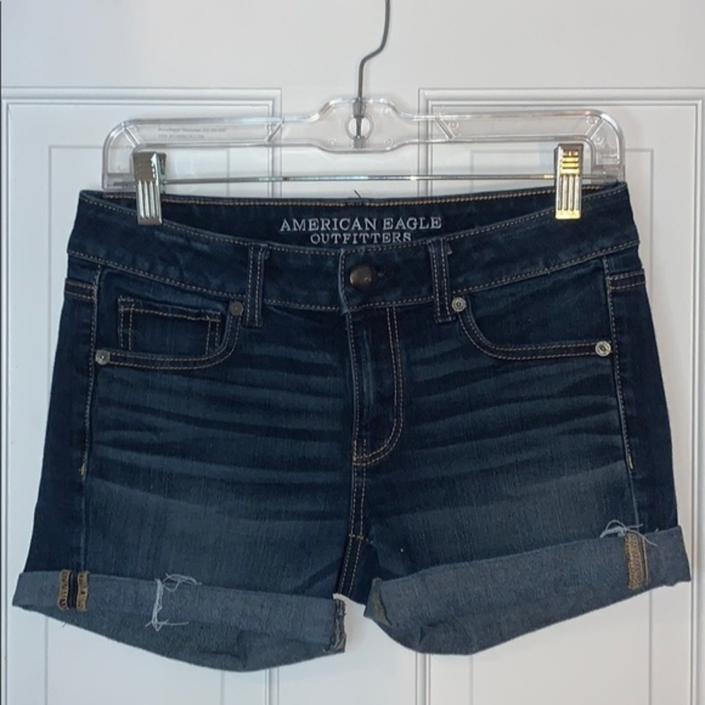 American eagle dark‎ wash jean shorts